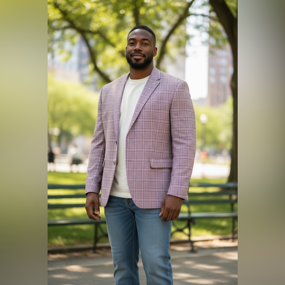 Joseph Abboud Men's Plaid Blazer - Brown and Gray